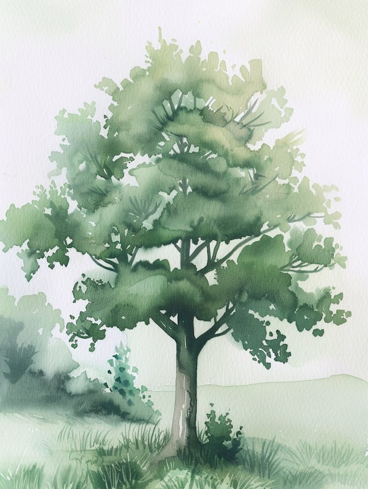 Alder Tree Atmospheric Watercolour Painting 4
