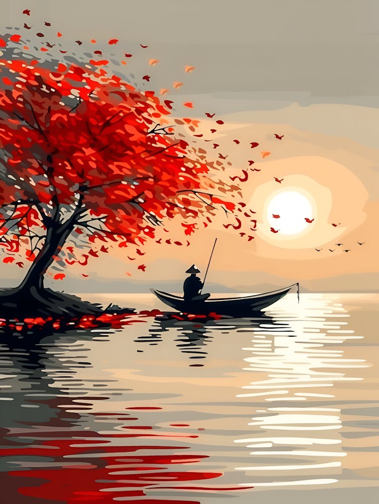 Autumn Tree In A Boat