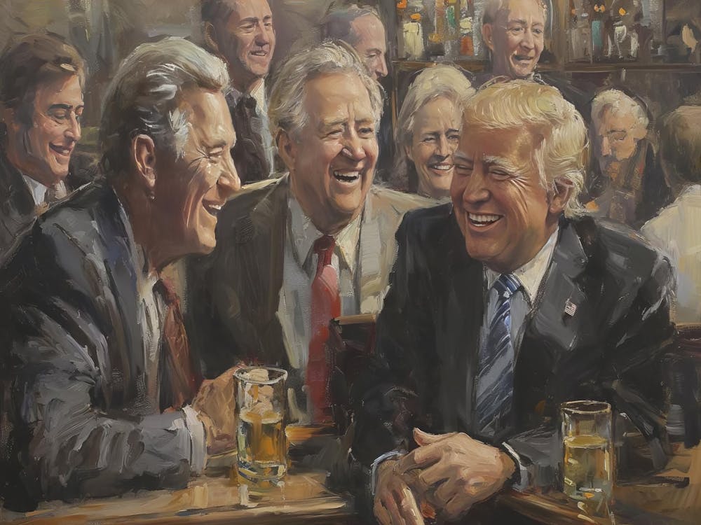 Republican Presidents Painting Trump At A Bar Historical Canvas Art