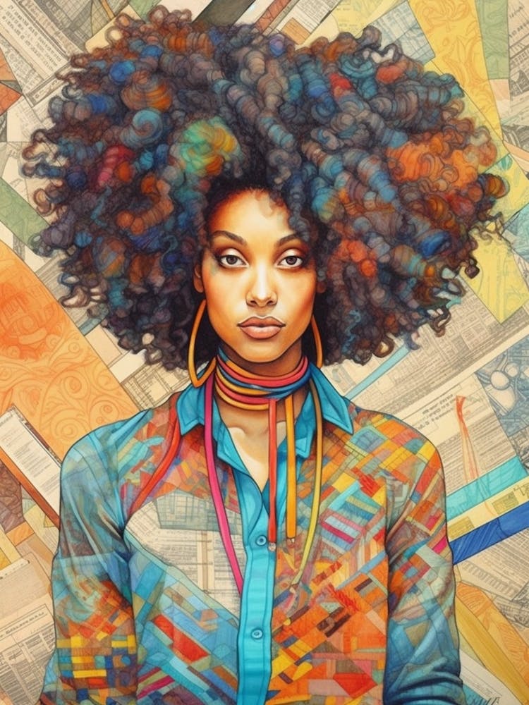 Afro Fashionista Pencil Drawing 4