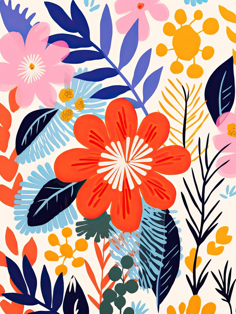 Matisse Style Floral Impression; Vibrant Blooms