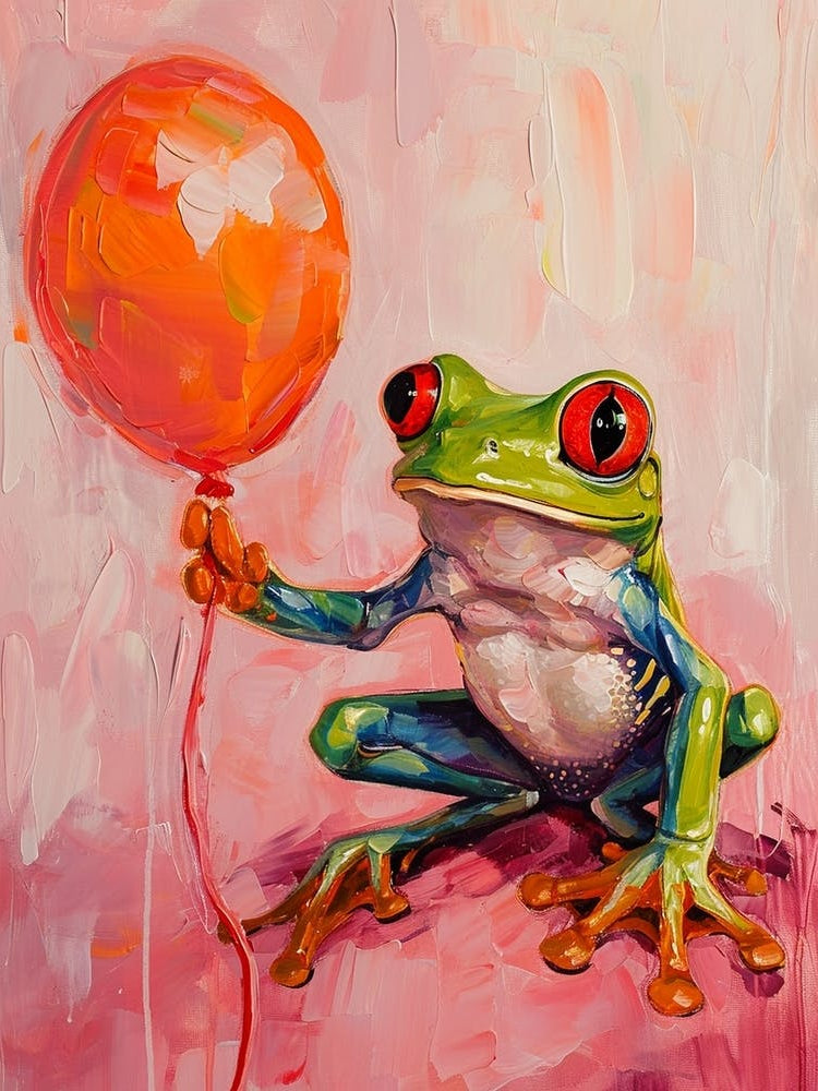 Cute Red Eyed Tree Frog With Balloon