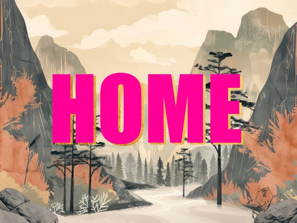 Pink And Gold Home Poster Retro Mountains 4