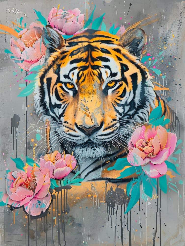 Tiger With Flowers 2