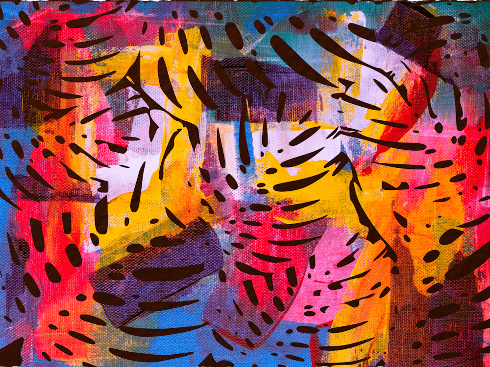 Colourful Abstract Leaves Natture Print