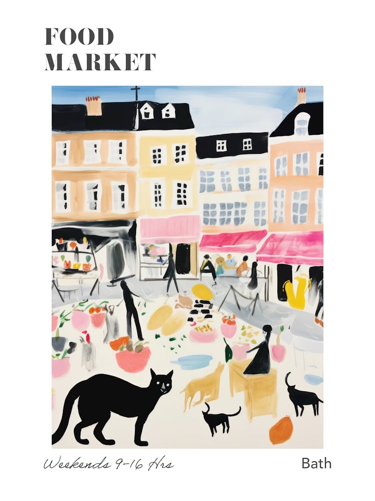 The Food Market In Bath 1 Illustration Poster
