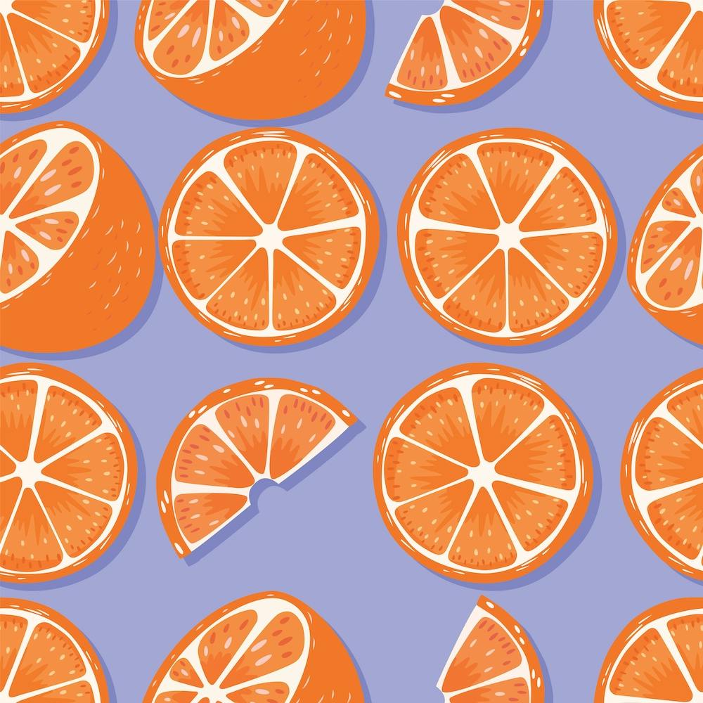 Orange And Orange Slices Pattern On Pastel Purple Square
