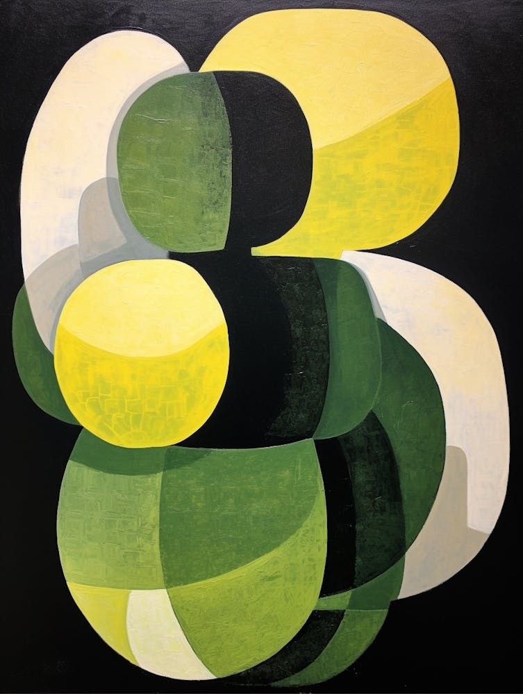 Modern Abstract Cactus Painting Lemon Ball Cactus 2