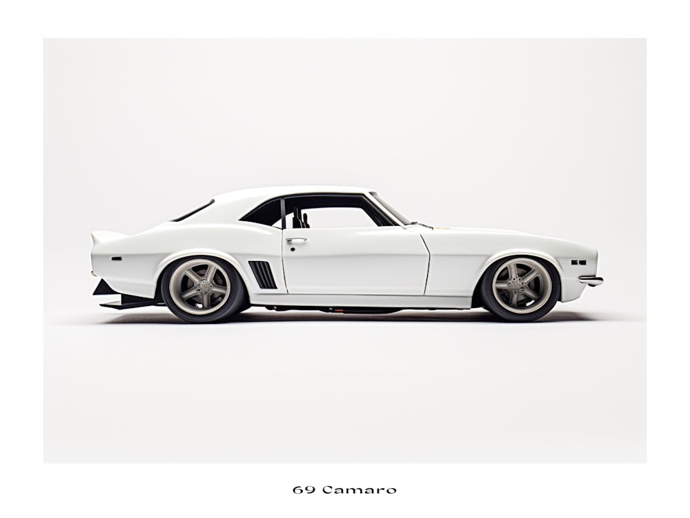 Toy Car 69 Camaro White Poster