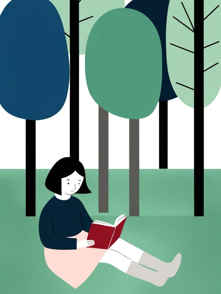 Illustration Of A Girl Reading A Book 4