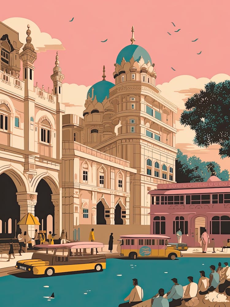 Hyderabad India Travel Illustration 1