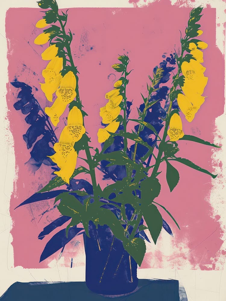 Foxglove Flowers On A Table   Contemporary Illustration 2