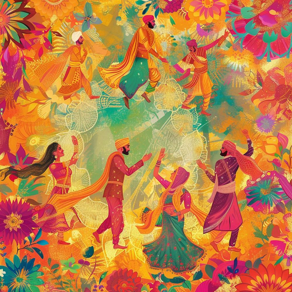 Baisakhi Banner Texture With Punjabi Dance Motif