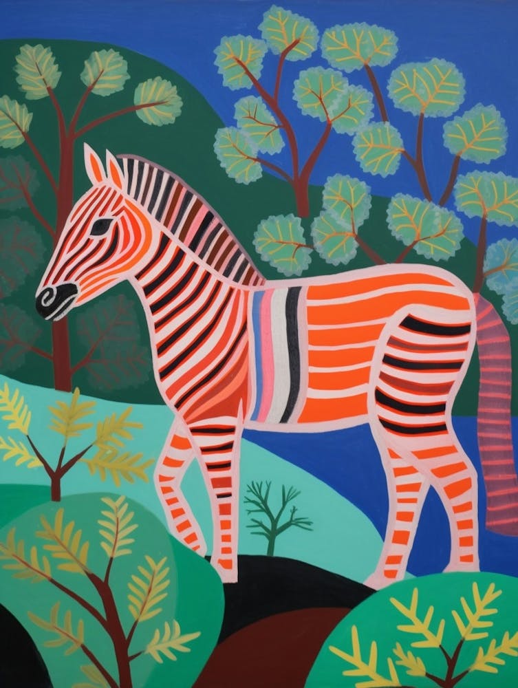 Maximalistisches Tiergemälde Zebra 3