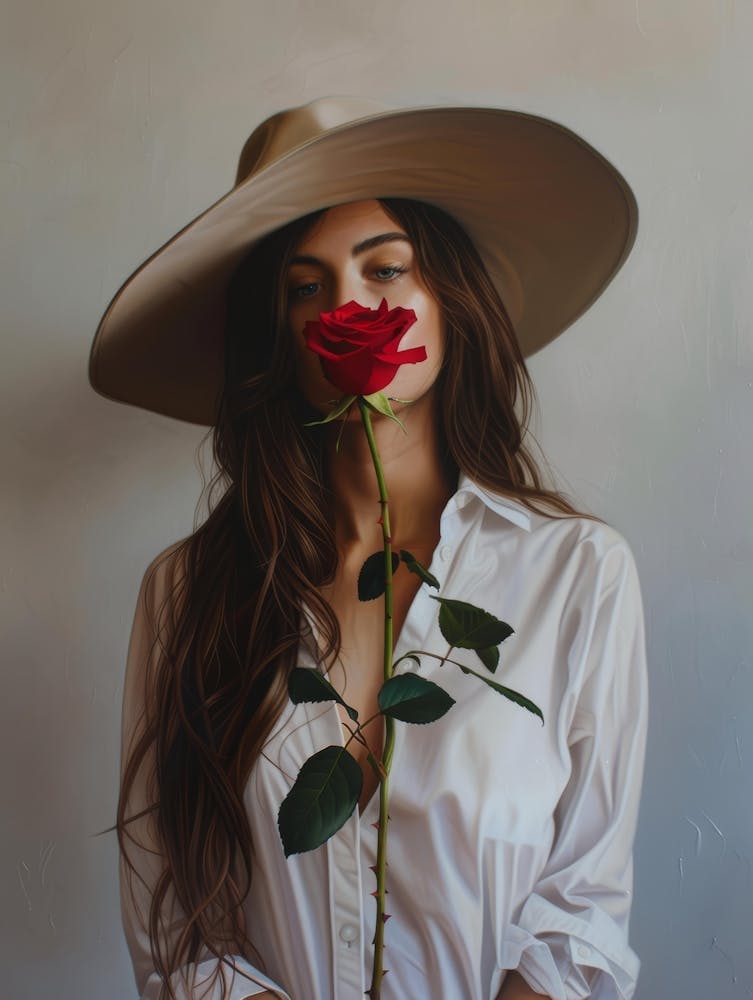 Portrait Of A Woman With A Rose