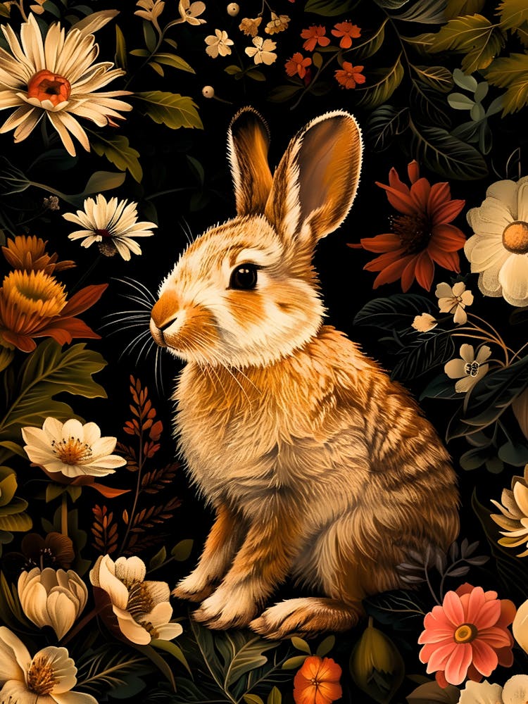 Rabbit In Flowers