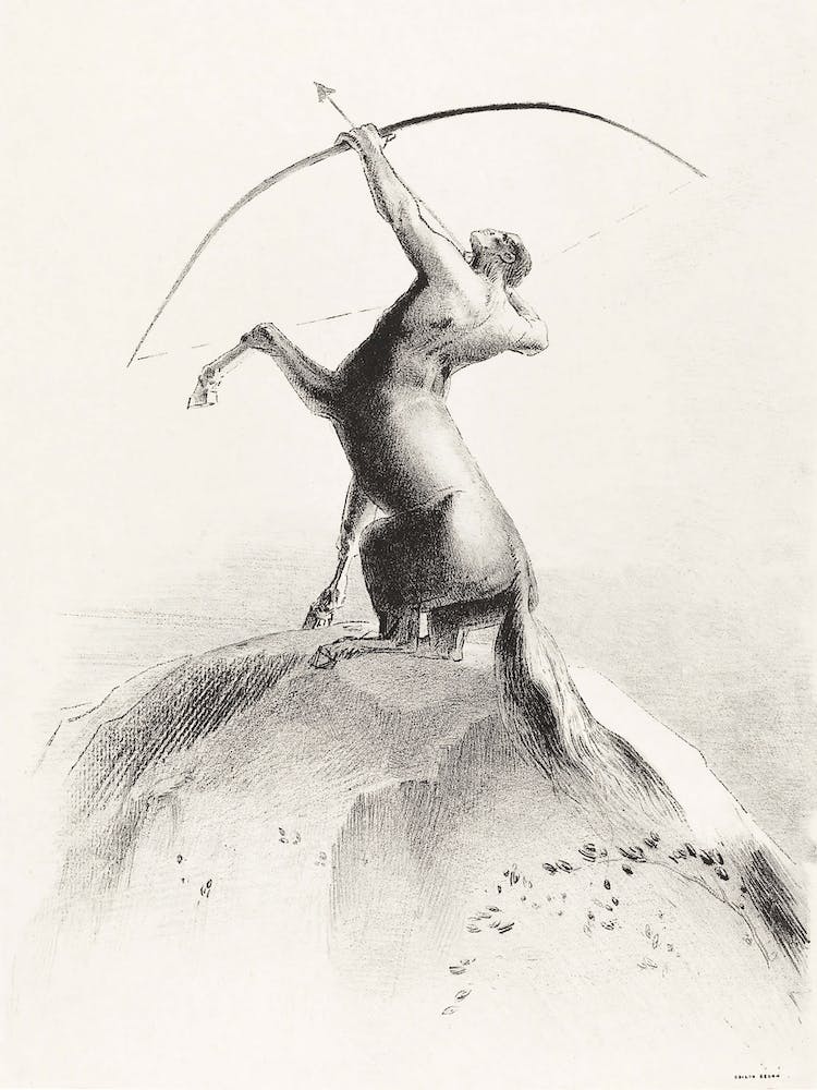 Centaur Aiming At The Clouds (1895, Odilon Redon