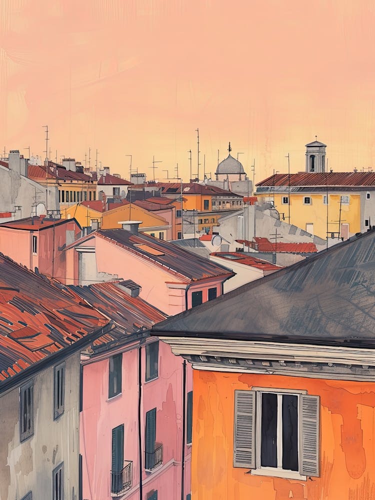 Milano Rooftops Morning Skyline 4