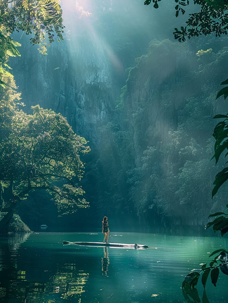 Woman Paddles In The Water
