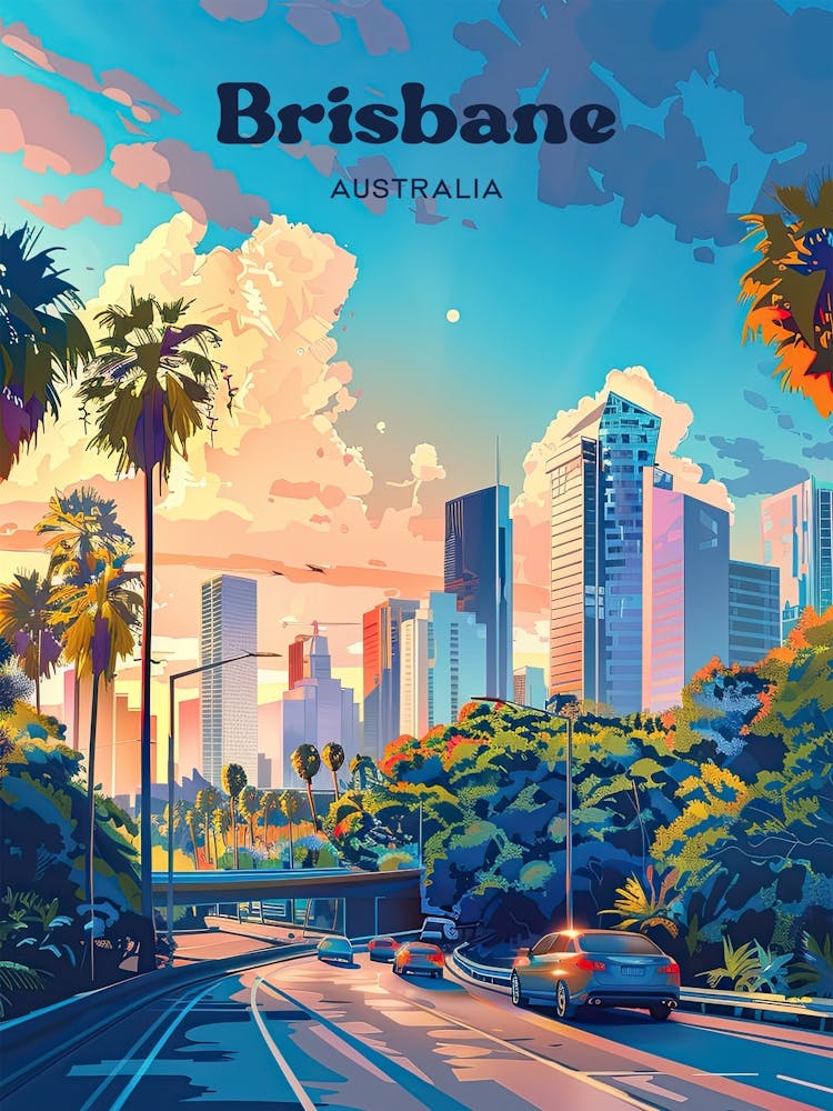 Brisbane Australie Illustration de Voyage Numérique Estivale