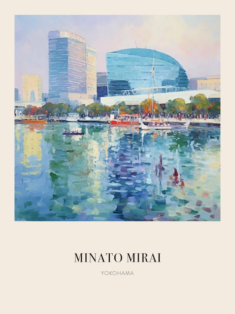 Minato Mirai 21 Yokohama Japan Vintage Cézanne-inspiriertes Poster