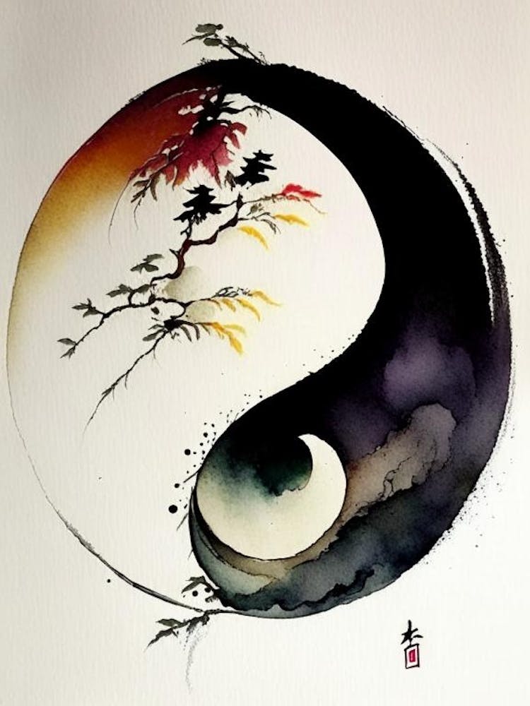 Repeat 1 Yin And Yang Japanese Ink