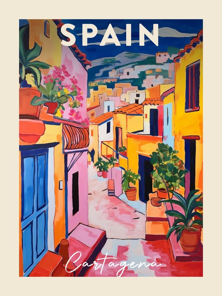 Cartagena Spain 4 Fauvist Painting  Travel Poster