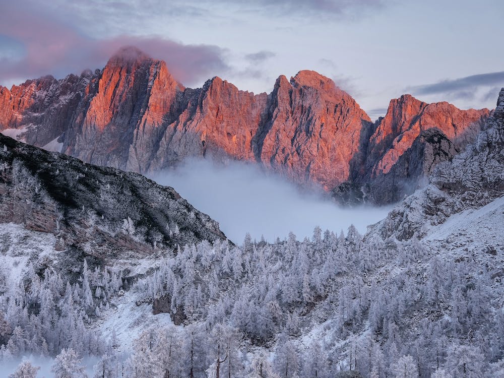 Winter Sunset In The Mountains
