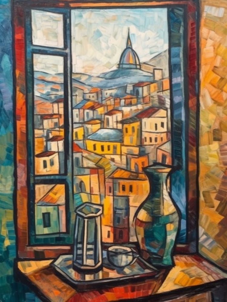 Window View Istanbul Of In The Style Of Cubism 2