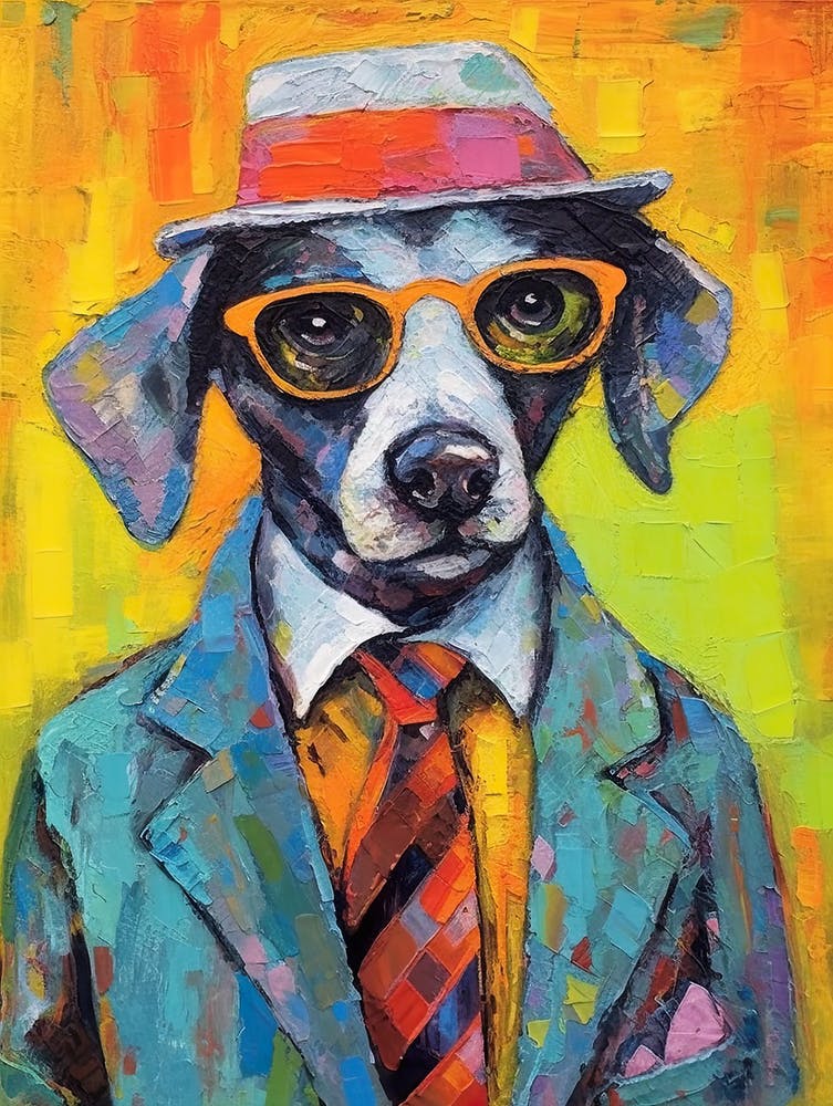 Dog S Purrfect Portrait; Stylish Oil Strokes