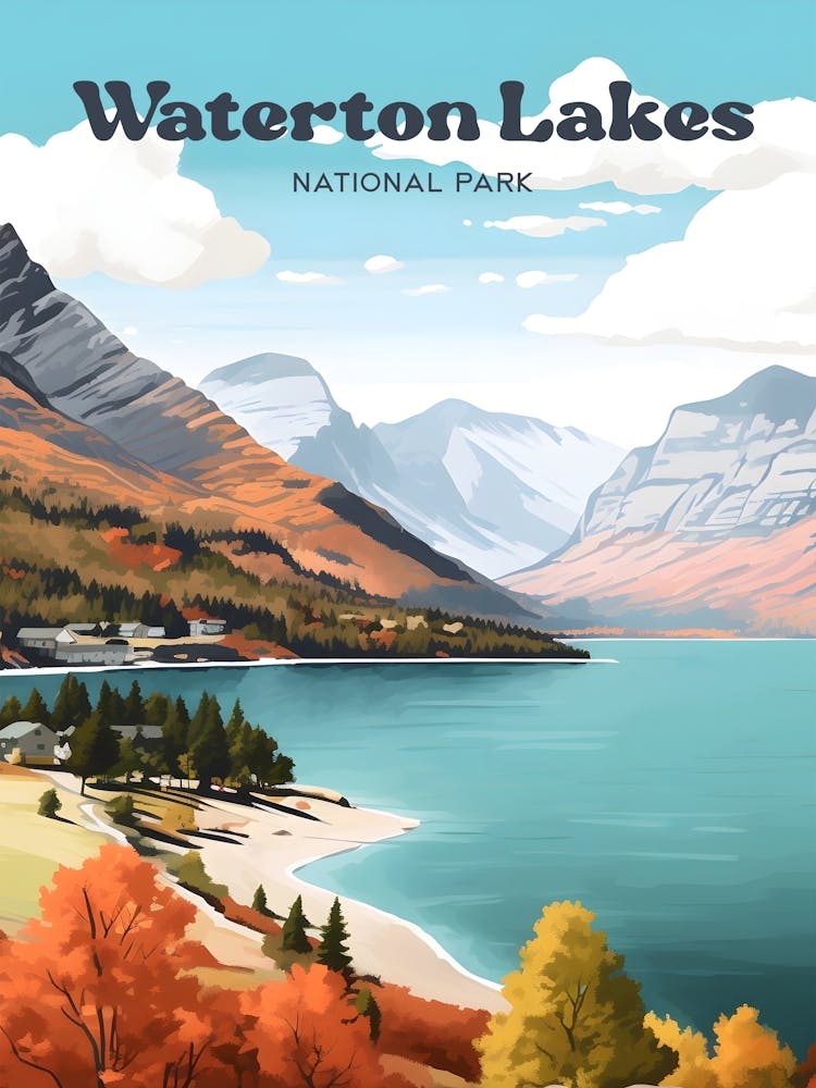 Waterton Lakes National Park Alberta Canada Nature Travel Art