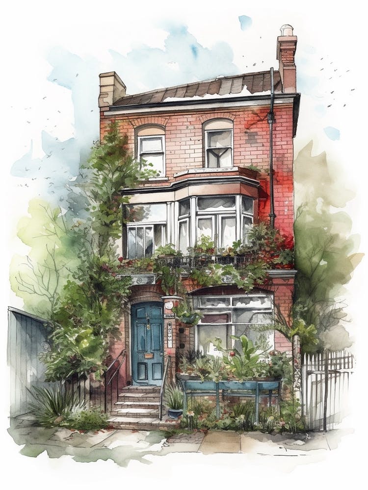 Bethnal Green London Neighborhood, Watercolour 3