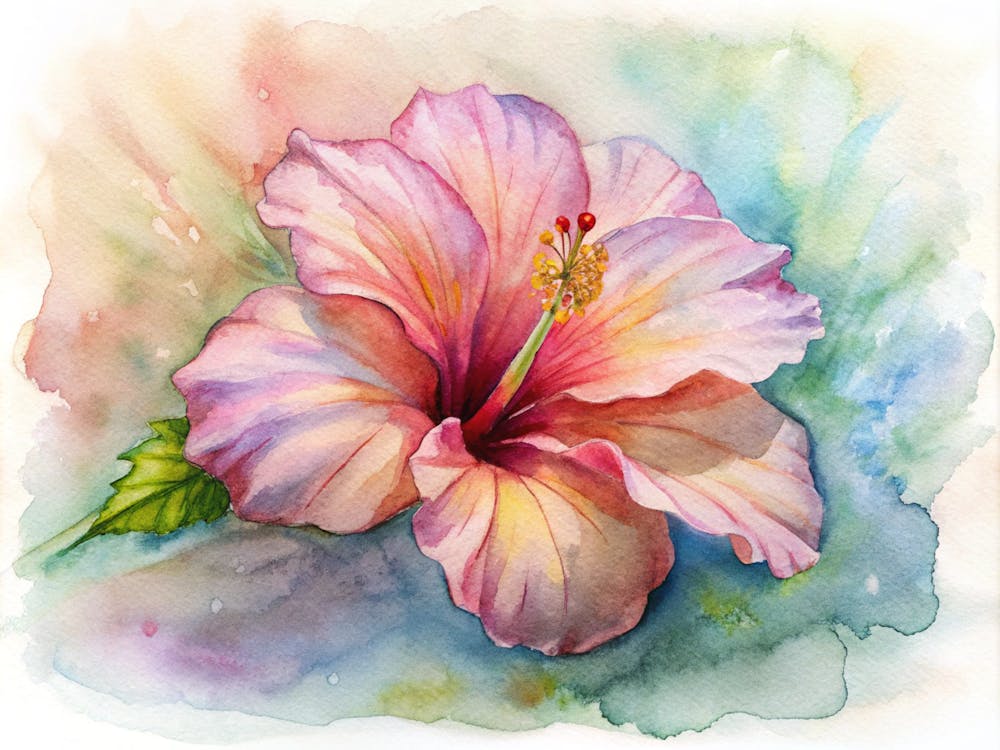 Hibiscus Watercolor Painting
