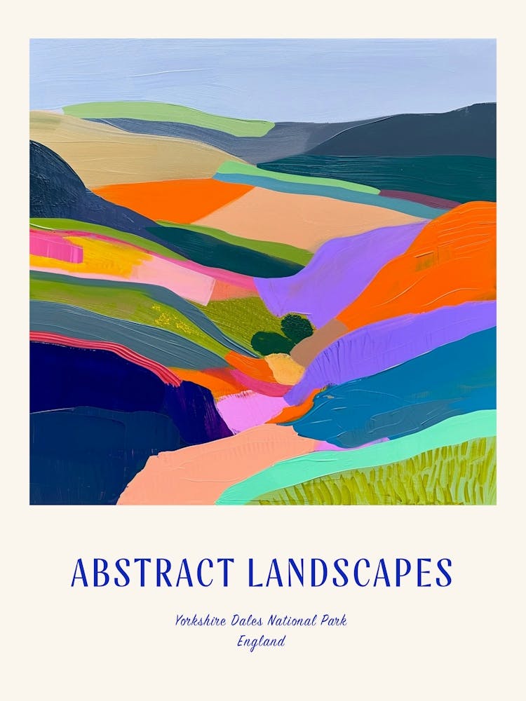 Colourful Abstract Yorkshire Dales National Park England 3 Poster Blue