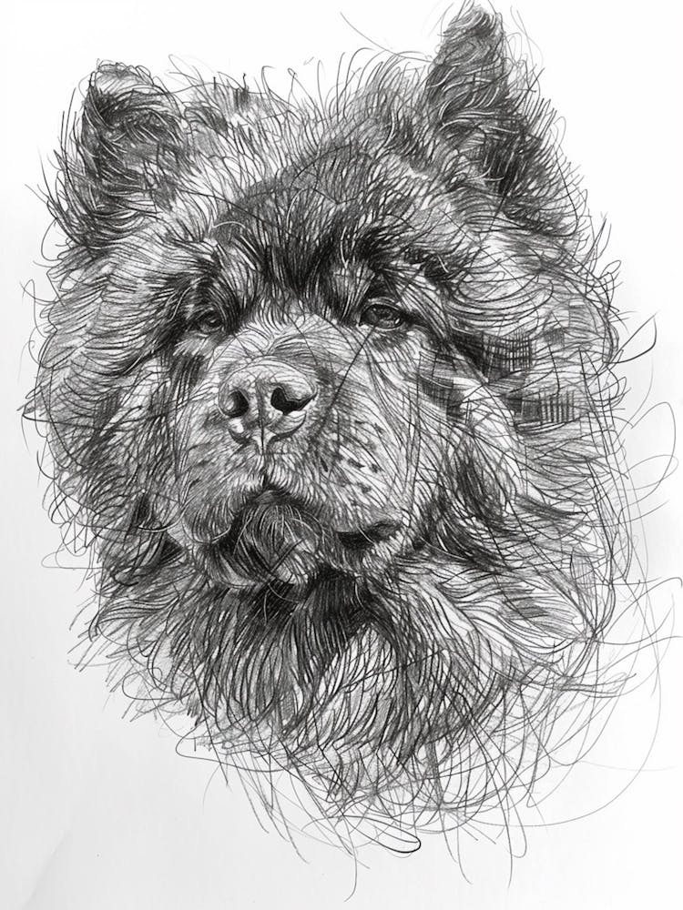 Chow Chow Dog Line Sketch 2