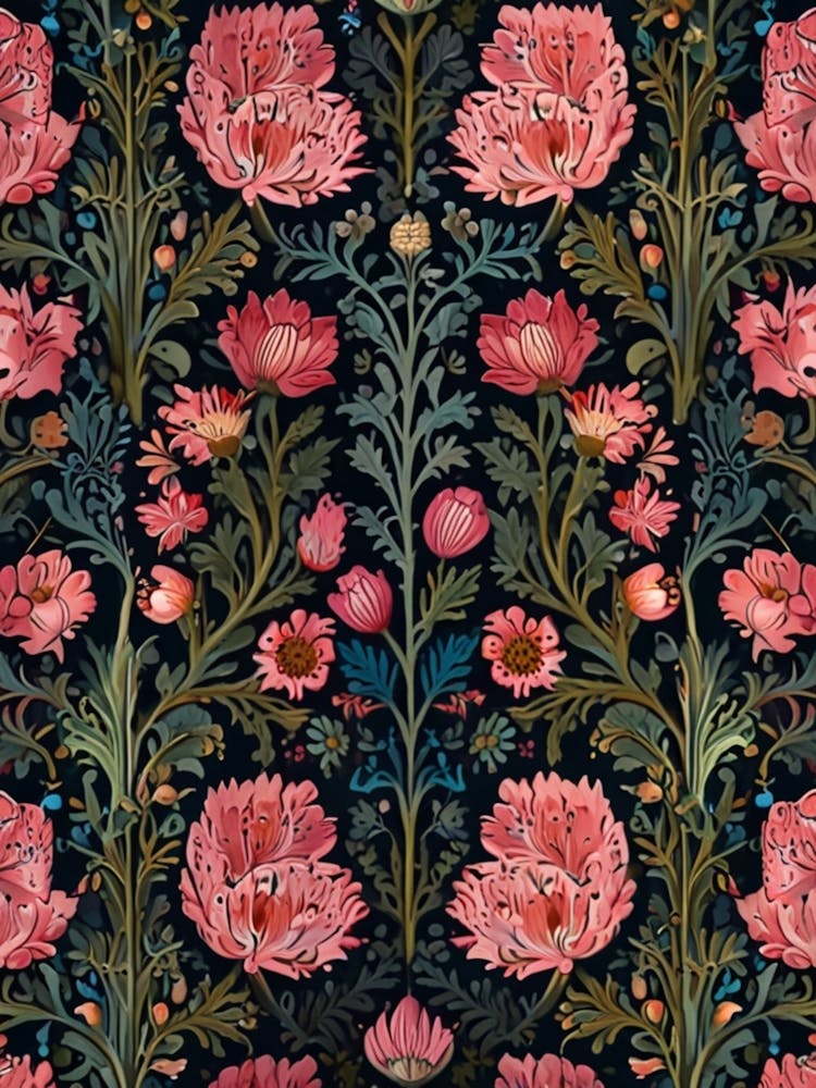William Morris Pink Flowers 1