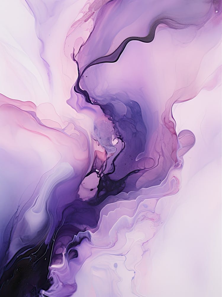 Lilac And Black Flow Asbtract Painting 0