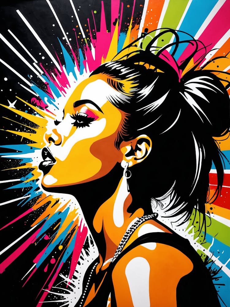 Graffiti Mural Of Beautiful Hip Hop Girl 85