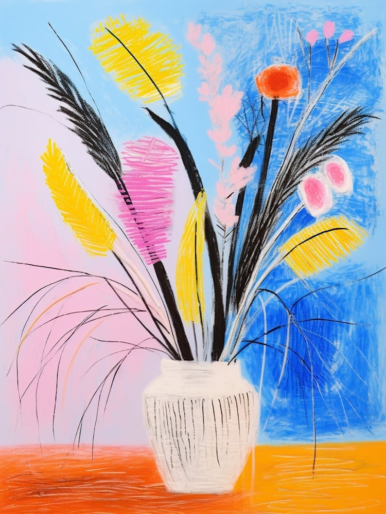 Flower Painting Fauvist Style Fountain Grass 2