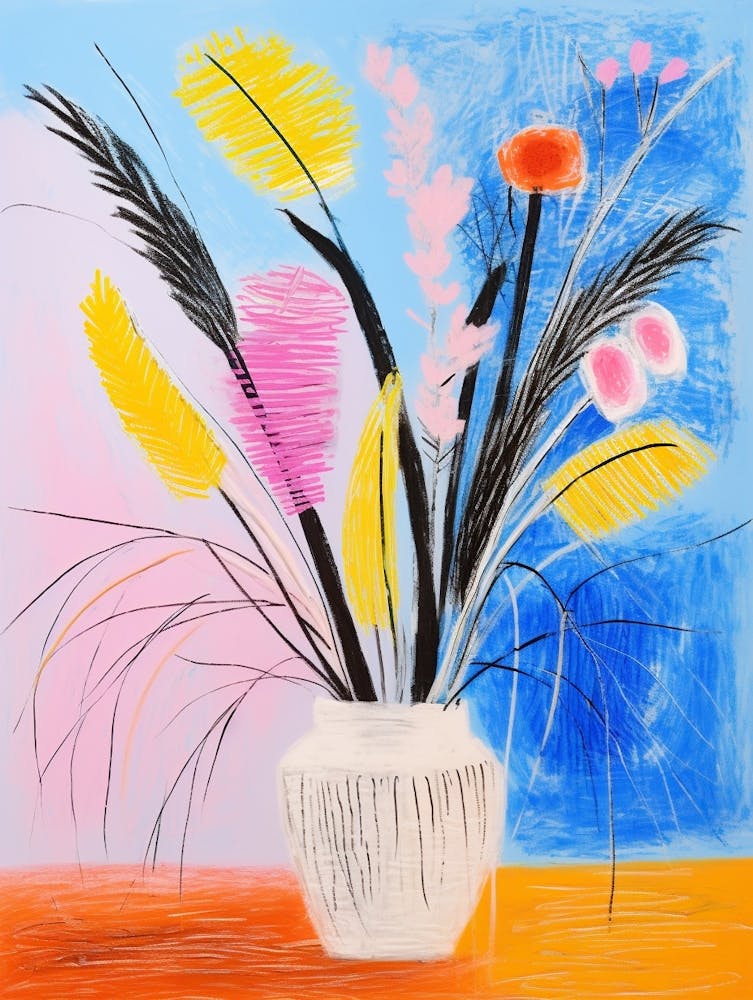 Flower Painting Fauvist Style Fountain Grass 2