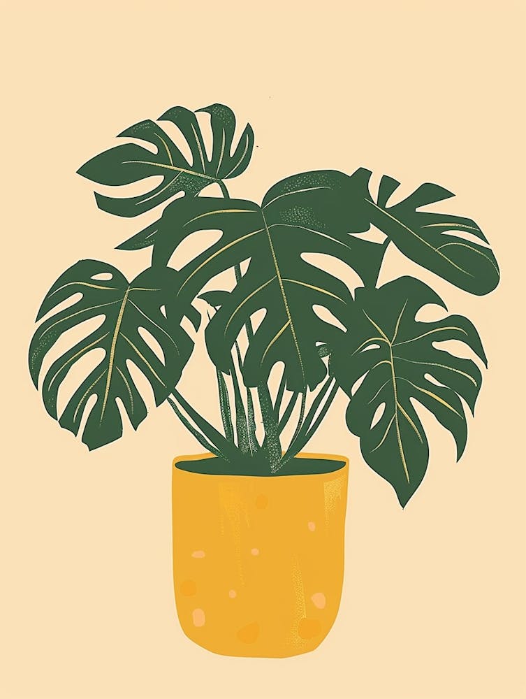 Swiss Cheese Plant Minimalist Illustration 6
