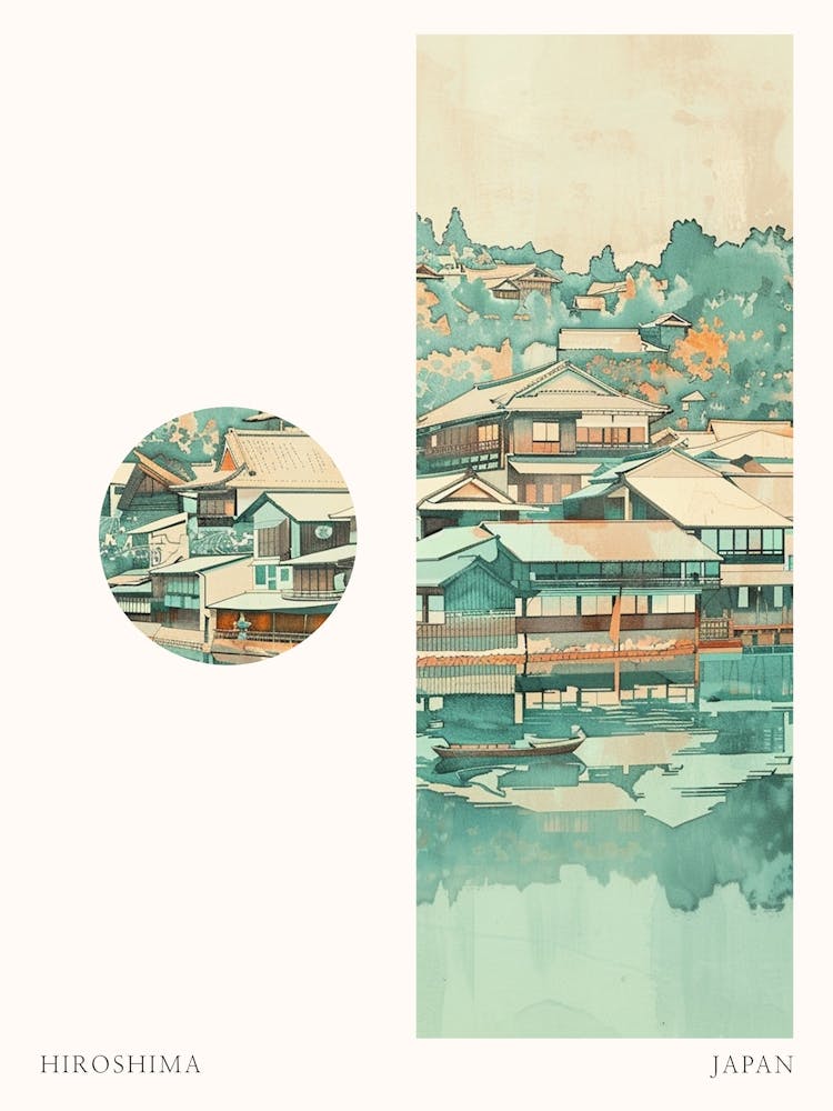 Hiroshima Japan 4 Cut Out Travel Poster