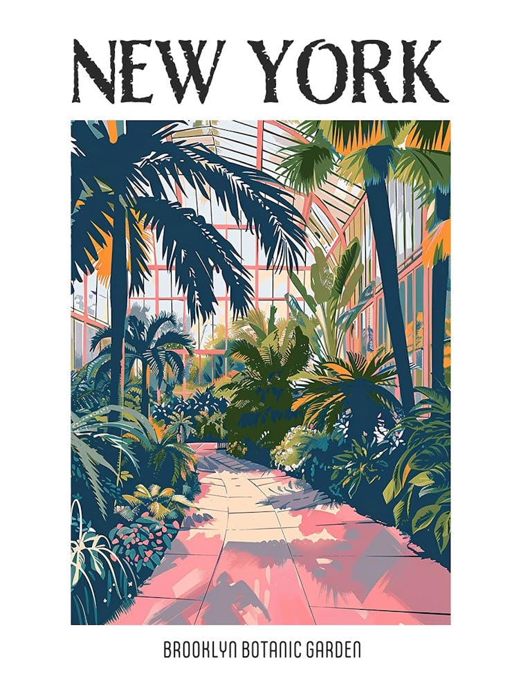 Brooklyn Botanic Garden New York Colourful Silkscreen Illustration 2 Poster