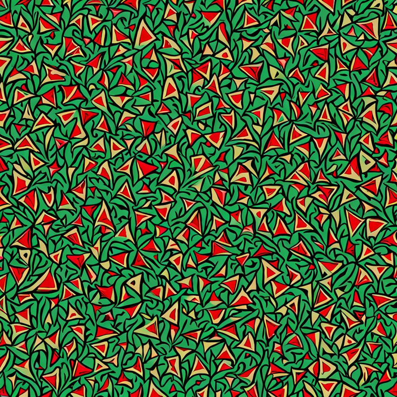 A Pattern Featuring Abstract Geometric Shapes With Edges Rustic Green And Red Colors, Flat Art, 103