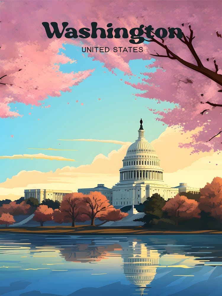 Washington United States Democrat Modern Travel Art