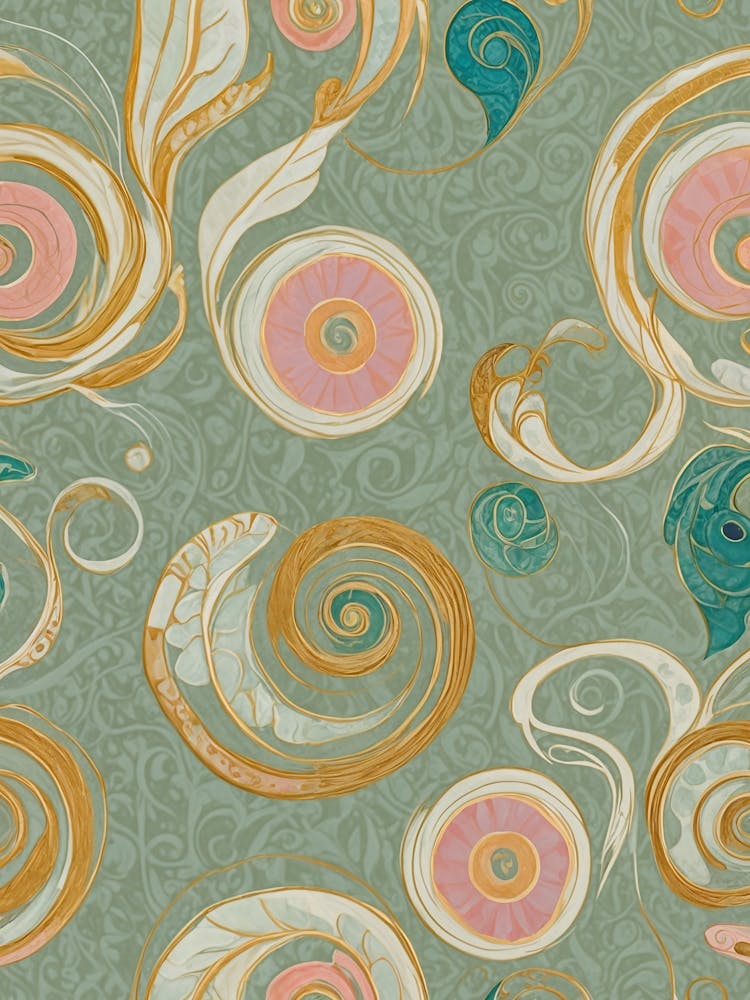 Swirls On Pastel Green