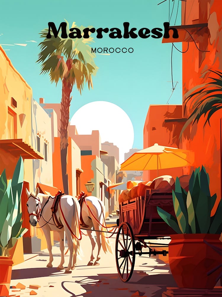 Marrakesh Morocco Summer Travel Illustration