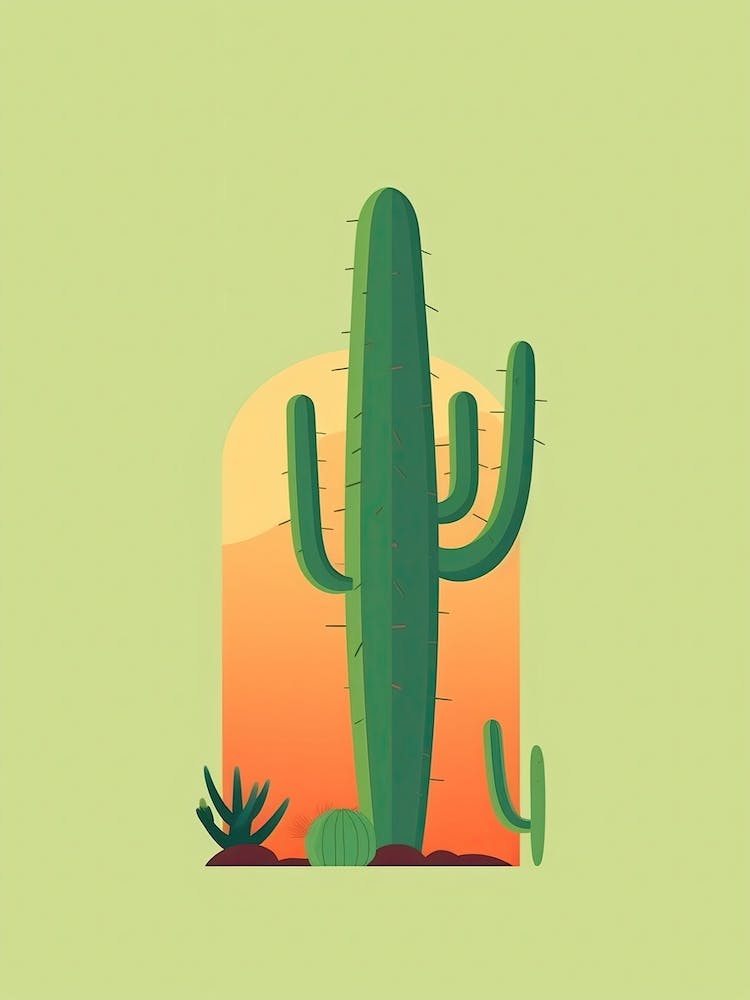 Saguaro Pear Cactus Illustration 4