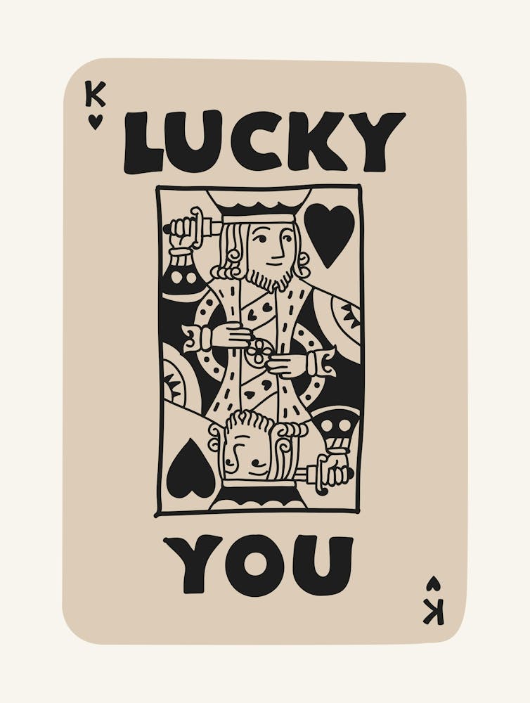 Lucky You King Playing Card Beige And Black