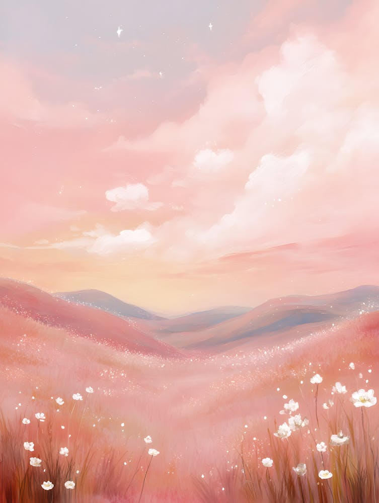 Wunderschöne ruhige Hügel-Pink-Landschaft 10
